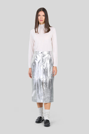 MIDI SKIRT IN LAMINATED LEATHER