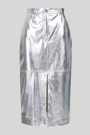 MIDI SKIRT IN LAMINATED LEATHER