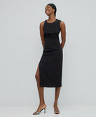 MIDI DRESS WITH ASYMMETRIC SLEEVES