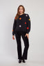 FINE KNIT SWEATER WITH CALENDULA EMBROIDERED FLOWERS