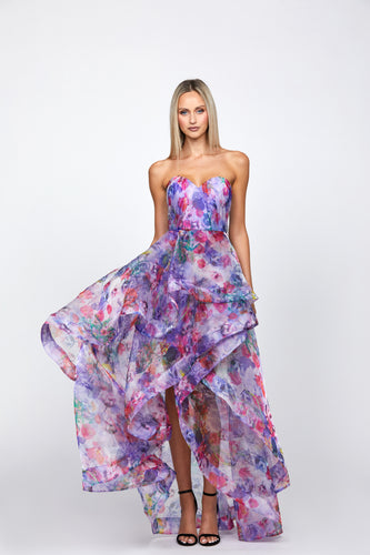 ADELAIDE STRAPLESS HI LO GOWN