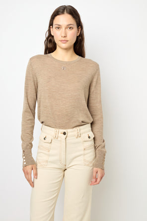 SWEATER IN FINE WOOL WITH ROUND NECK - JADE