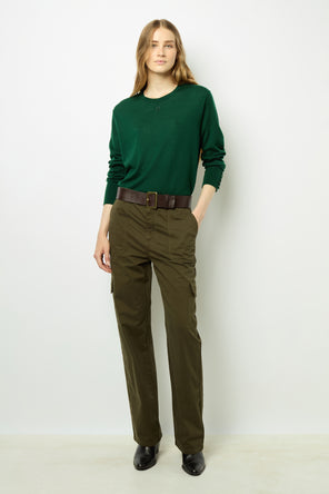 SWEATER IN FINE WOOL WITH ROUND NECK - JADE