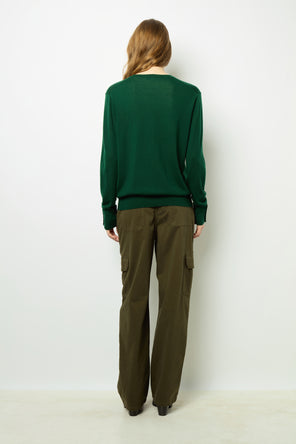 SWEATER IN FINE WOOL WITH ROUND NECK - JADE