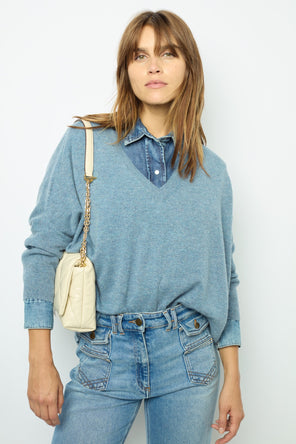 OVERSIZED INDIGO CASHMERE SWEATER - JOURDAN