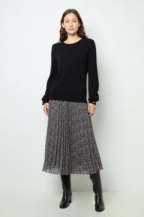 FINE-RIBBED BLACK SWEATER - JEANNE